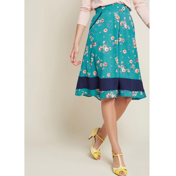 Modcloth Dresses & Skirts - Modcloth A-Line Skirt in Teal Women’s L Retired